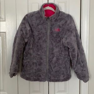Pink/Gray reversible North Face jacket